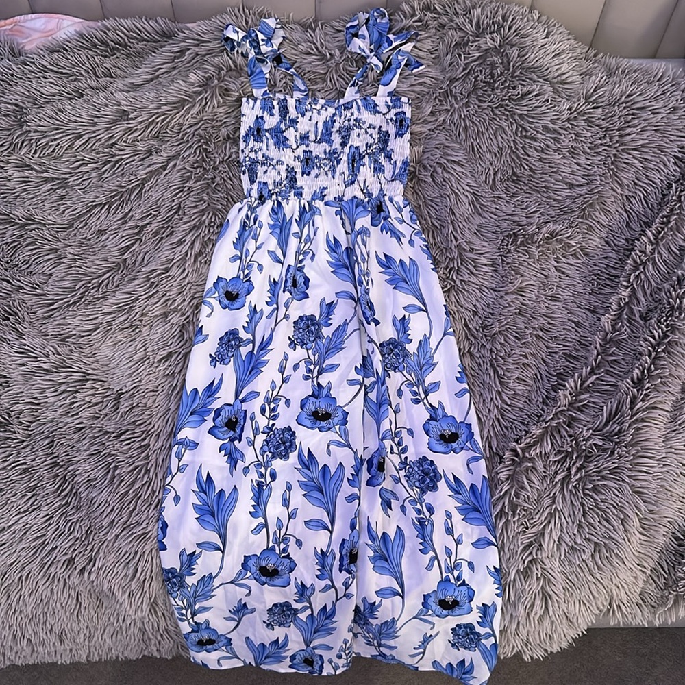 Blue long flowy dress